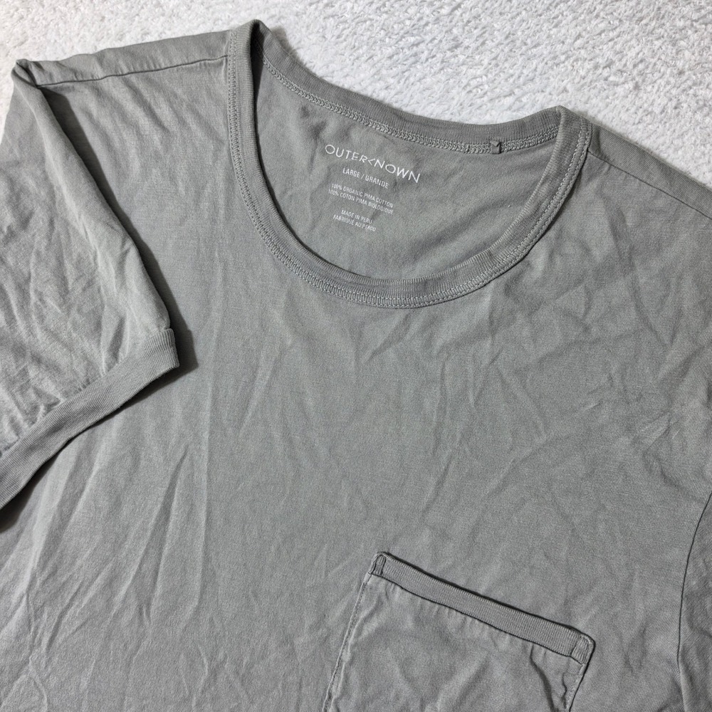 Outerknown T-Shirt Mens L Grey Organic Pima Cotton Pocket Tee Short Sleeve